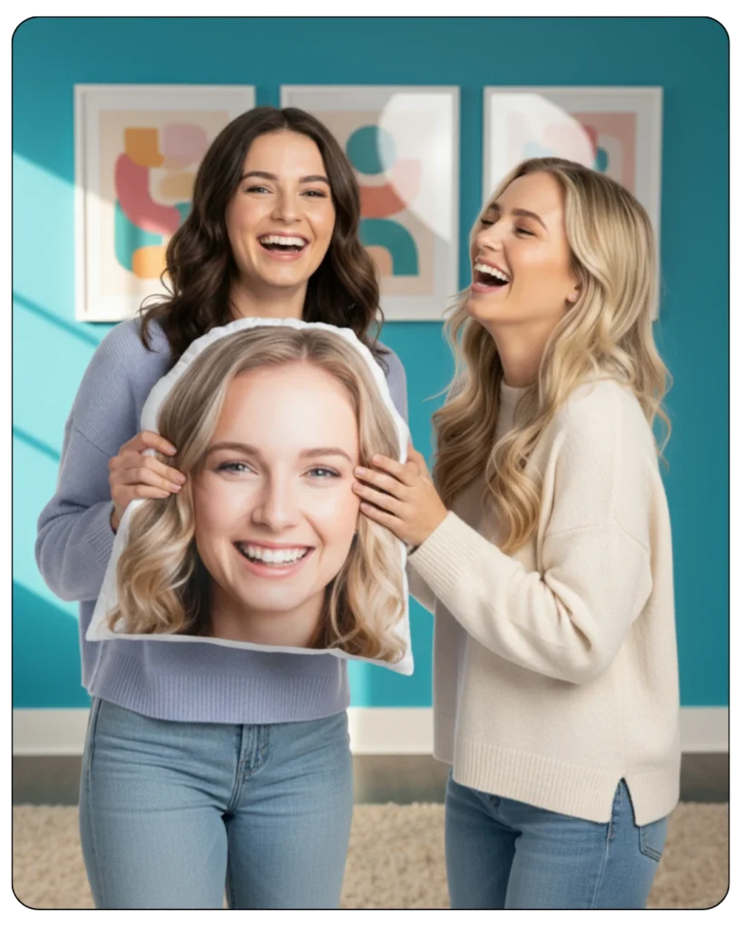 Προσωποποιημένη μαξιλάρα Αγαπίνο για εκείνη με φωτογραφία και μορφή