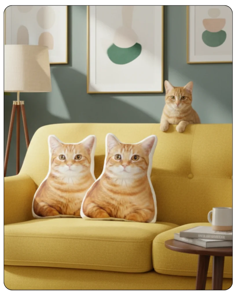 Προσωποποιημένη μαξιλάρα Αγαπίνο γάτας με φωτογραφία και μορφή